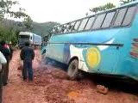 getting a bolivian bus out of the mud take 1