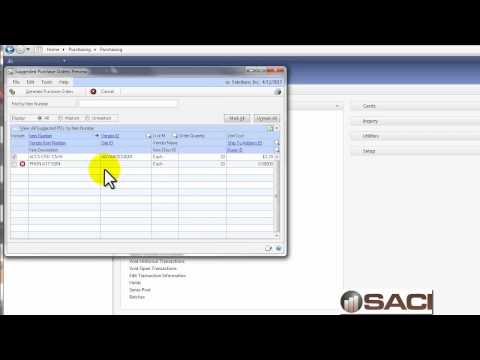 Microsoft Dynamics GP Generate Suggested Purchase Orders window ...