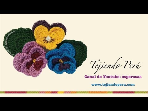 Flor Pensamiento (Pansy) tejida en crochet