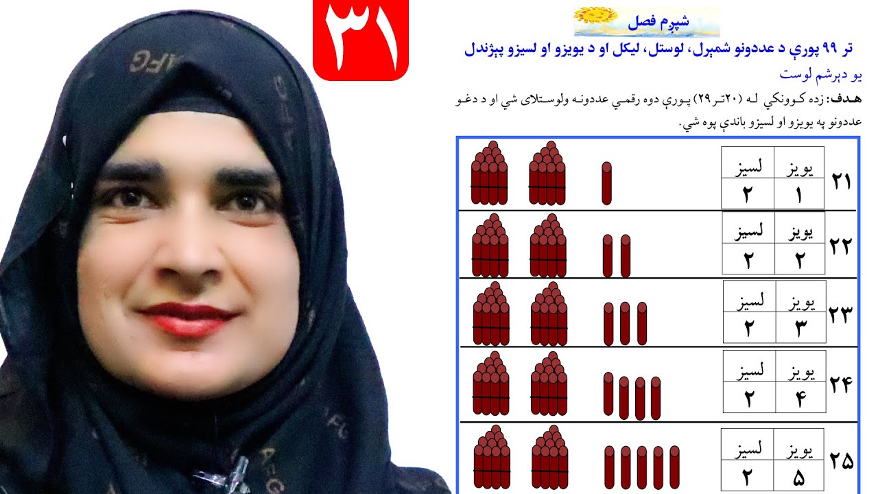 Lesson 31 _ Math _ Grade 1 / د ریاضي کتاب - لوست ۳۱ ـ لومړی ټولګی