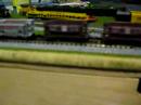 N-sclae santa fe F7 A and B units pull a iron ore train N-sclae santa fe F7 A and B units pull a iron ore train