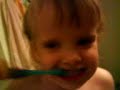 Sidsel is brushing her teeth
