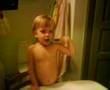 Sidsel is brushing her teeth