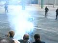 Ferry Potzner burnout sitting on the front wheel