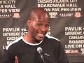 bernard hopkins talks with eddie goldman and kristal hart at the
final nyc press conference before the fight against kelly pavlik at boardwalk hall, atlantic city on 10/18/08. live on pay per view.