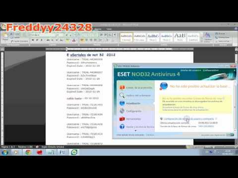 Actualizar usuario y password ESET NOD 32 setiembre 2012