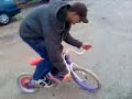Cody crashing on the redneck bike. Cody crashing on the redneck bike.