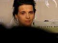 french actress juliette binoche cries at a pressconference for her new film, copie conforme, after learning that the leading iranian film-maker jafar panahi was on hunger strike in prison due to abuse and ill-treatment as well as continuous threats against his family members. jafar panahi was on the set of copie conforme for a few days. on 1 march 2010, panahi was arrested togheter with his wife tahereh saidi, daughter solmaz panahi and 15 of his friends by plainclothes officers and taken to the evin prison in tehran. most were released 48 hours later but not jafar. iran's culture minister said on 14 april 2010 that panahi was arrested because he 