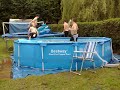 trampoline to swimming pool with alan and dale falling in