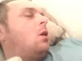 Jim lightweighting again asleep and snoring on settee Jim lightweighting again asleep and snoring on settee