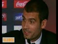 presentaci� de josep guardiola com a nou entrenador del futbol club barcelona. guardiola s'ha definit com un amant del futbol d'atac i s'ha declarat totalment preparat per al nou c�rrec.