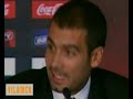 presentaci� de josep guardiola com a nou entrenador del futbol club barcelona. guardiola s'ha definit com un amant del futbol d'atac i s'ha declarat totalment preparat per al nou c�rrec.