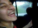 my retard sister singing like a loser and annoying me in the car going upstate