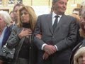 lors de l'enterrement de monsieur pierre mondy le 20/09/2012 � l'�glise st honor� d'eylau , alain delon , mireille darc , line renaud ,robert hossein , marc ...