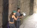 music of galicia bagpipe and castanets   in santiago  