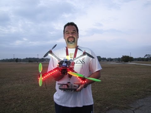 RC XHeli H100 AeroSky Quadcopter - Night Video - Tuned Board