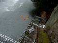 videos de Pumpkin thrown from 100ft cliff onto frozen lake