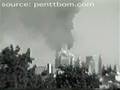 B&W Distant View of 2nd Plane Hitting WTC