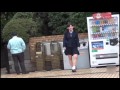 Lifting their skirts in front of strangers