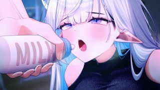 DRINKING MILK ♡ off milk bottle for an hour | Nerf this ASMR ep.4