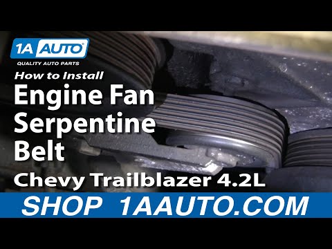 How To Install Repair Replace Engine Fan Serpentine Belt Chevy Trailblazer 4.2L 02-06 1AAuto.com