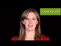 MORE SELF-STUDY TOOLS AT www.sozoexchange.com Todays word is communicate. This is a verb which means to give or exchange thoughts, feelings or information. For example, you can say, It is key that both branches of the business communicate with each other on key issues.