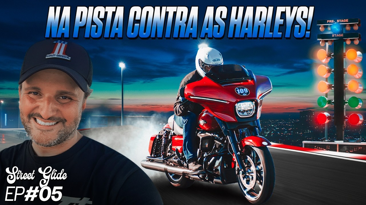 Acelerei na arrancada contra as Harleys preparadas! Street Glide do TK