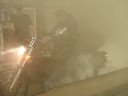 harley burnout at the shop in the winter
