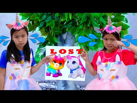 Emma and Jannie Look for Their Lost Cat | Kids Animal Story