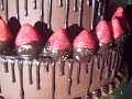 Chocolate Fudge Cake with Dipped Strawberries