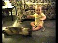 Baby laughing at cat