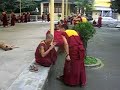 Young monks debate outside the main temple in Mcleod Ganj