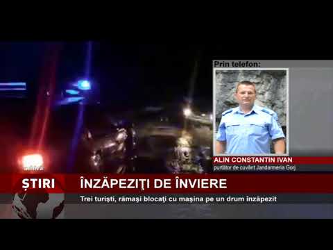 Trei turişti, înzăpeziți pe drumul care leagă județele Gorj și Hunedoara