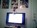 kitn on the flat panel tv...