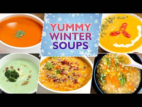 6 Comforting Winter Soups Recipe | Carrot & Ginger Soup | Red Lentil Soup | Pumpkin Soup | Soup Idea