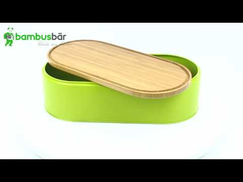 Metall Brotkasten mit Bambus Schneidebrett 3D Ansicht