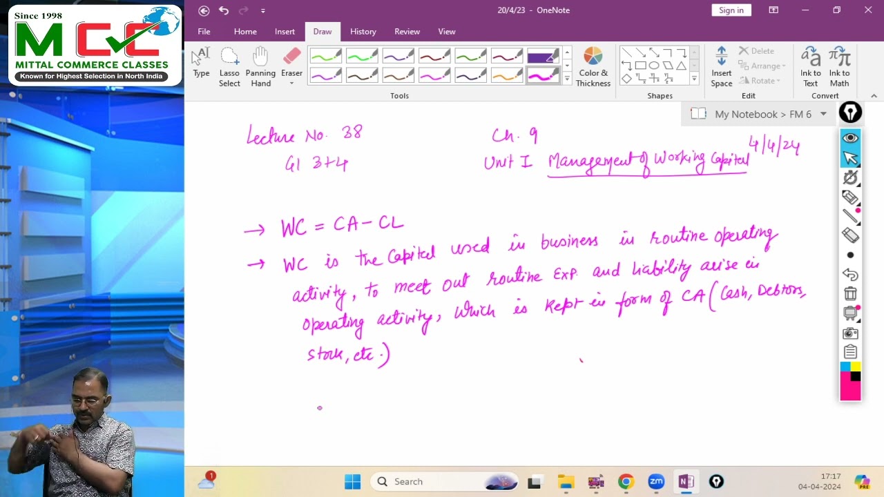 (Lecture-38) Chapter 9 Unit-1 Management of wc  04-04-2024