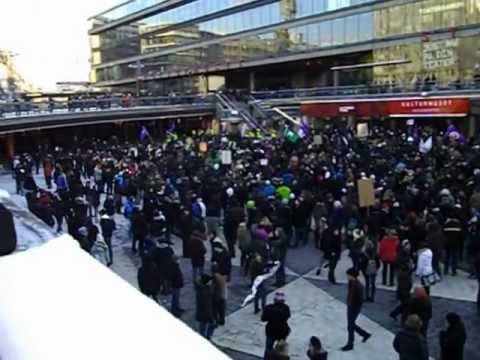 Swedish Pirate Party - Swedish Pirate Party demonstration against ACTA, at Sergels Torg in Stockholm, Sweden 2012-02-04, part 1.