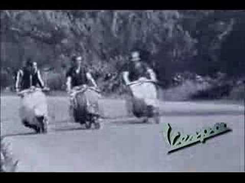 60's guys picking up girls with Vespas