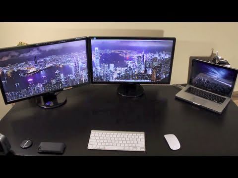 external monitor - Follow Me on Twitter: http://www.twitter.com/TheMexicanNerd I'm loving this setup. 2 External Monitors plus my MacBook Pros monitor. Amazing! If you have any...
