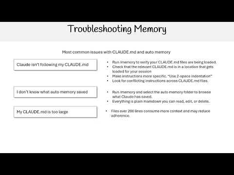 Claude Code Essentials - Troubleshooting Memory