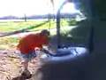 Idiot on a tire swing