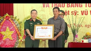 Lễ trao bằng Tổ quốc ghi công cho thân nhân liệt sỹ Vũ Viết Tính