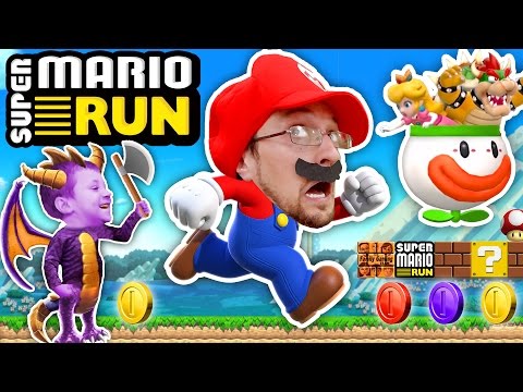 FGTEEV Mario plays SUPER MARIO RUN! Spyro Dragon Kills Bowser + Boom Boom Battle (iOS App Game #1)