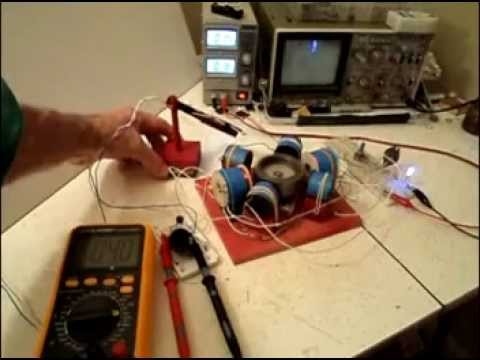 TROS - TROS-driven motor setup and gen-coil shortening by the reed switch showing increase a charging ability by incentive spikes of BEMF from shortening.
