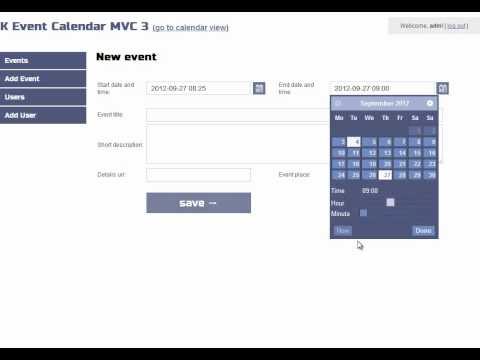 how to use calendar control in mvc3
