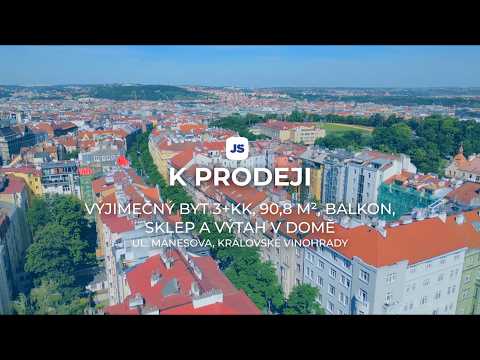 Video Výjimečný byt 3+kk, 90,8 m2, balkon, sklep a výtah v domě, ul. Mánesova, Královské Vinohrady