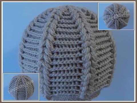 Вязание женской теплой шапки крючком