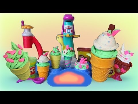 ice - PLAY-DOH Magic Swirl Ice Cream Shoppe By: Hasbro Product Dimensions: 12.5 x 9 x 4 inches Playset includes: Ice cream presser, base, sprinkle maker, toppings presser, 2 dishes, 2 cones, 2...