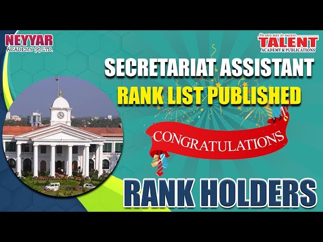 Congratulations All Kerala Secretariat Assistant Rank Holders - Talent Academy